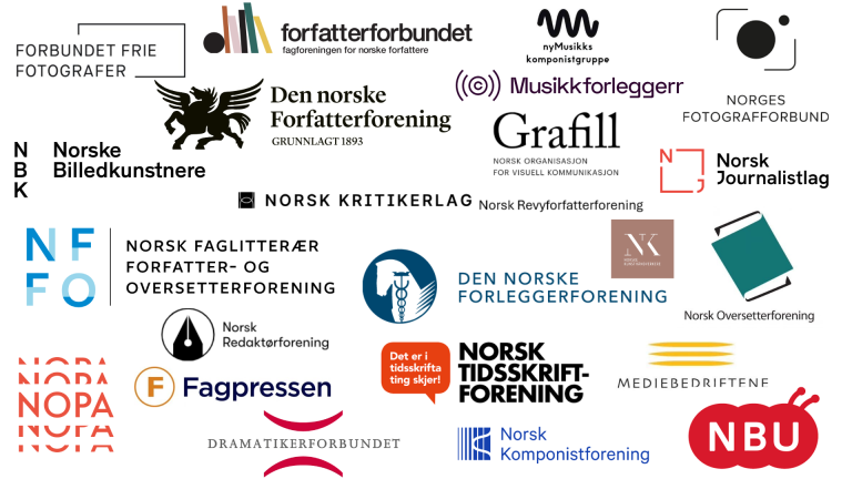 Bildecollage av logoene til medlemsorganisasjonene